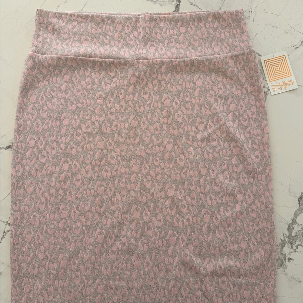 NWT LulaRoe Pink & Silver Leopard Print Pencil Skirt